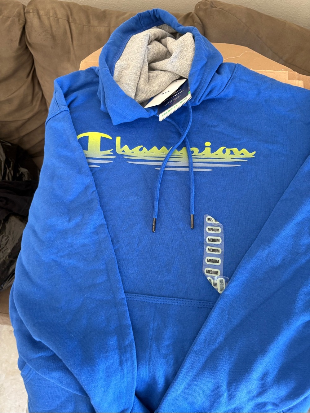 Champion Royal Blue Pullover Hoodie with Neon